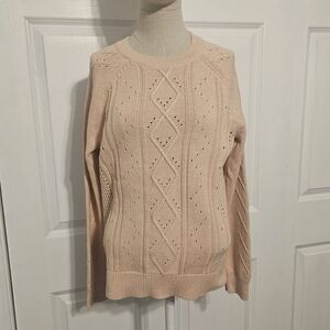 J. Crew Pink Cable Knit Crew Neck Sweater